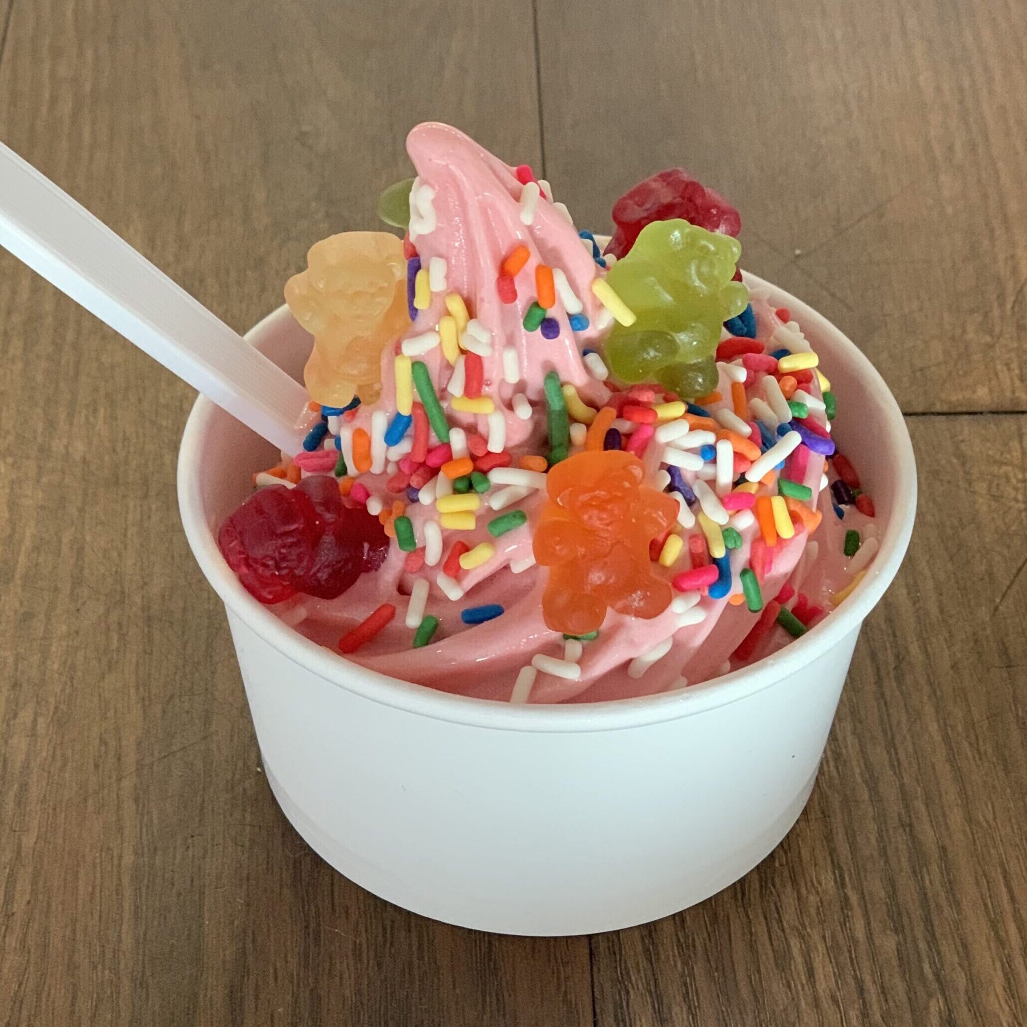 The current size for the regular-sized frozen yogurt.